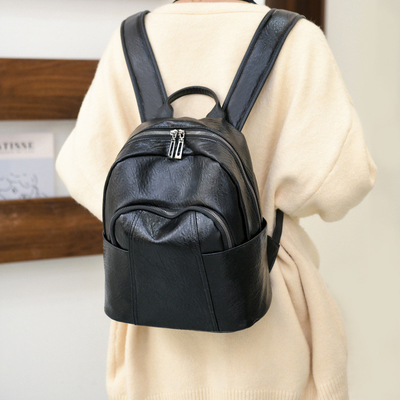 Custom Outdoor Casual Ladies Rucksack aus PU-Leder mit Reißverschluss 37*29*6cm