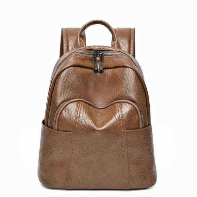 Trägersystem Verstellbares Gürtel Customized Schwarz PU Leder Reißverschluss Rucksack für Frauen