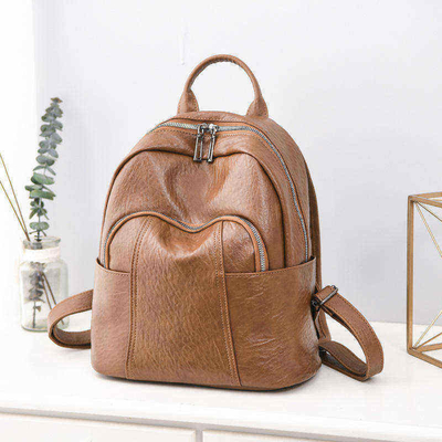 Trägersystem Verstellbares Gürtel Customized Schwarz PU Leder Reißverschluss Rucksack für Frauen