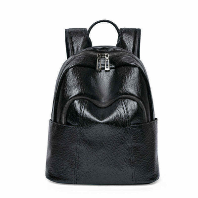 Trägersystem Verstellbares Gürtel Customized Schwarz PU Leder Reißverschluss Rucksack für Frauen
