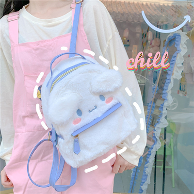 Großhandel Süßes Pelziges Plush-Hund-Mini-Rucksack für Mädchen Doppel-Schultertasche für Kinder Geschenk Kawaii-Schulrucksäcke
