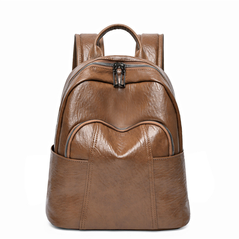 Custom Outdoor Casual Ladies Rucksack aus PU-Leder mit Reißverschluss 37*29*6cm
