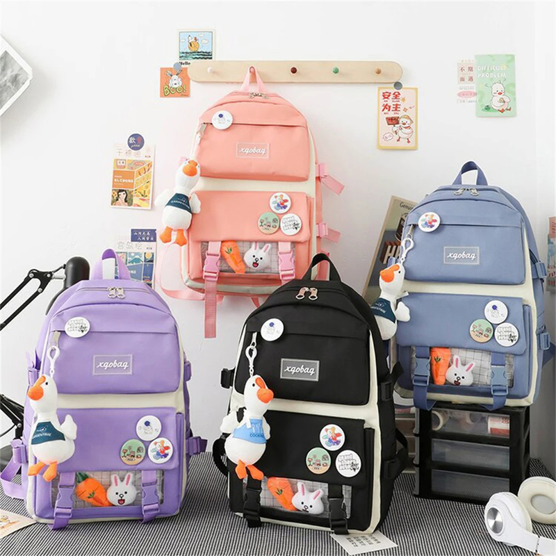 Großhandel Schönes 4 Stück/Set Grundschule Tasche Mädchen Harajuku Kawaii Studenten Buchtasche Teenager Handtasche Großkapazität Studenten Rucksack Mädchen Schul Rucksack Set